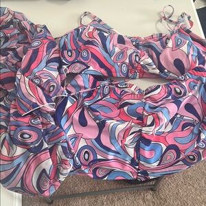 Pink, Blue, White Swimwear